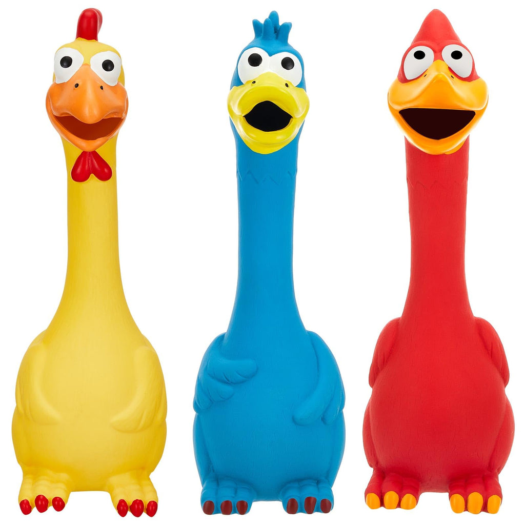 Triple Pack Latex Squeaky Chicken Toys for Pets